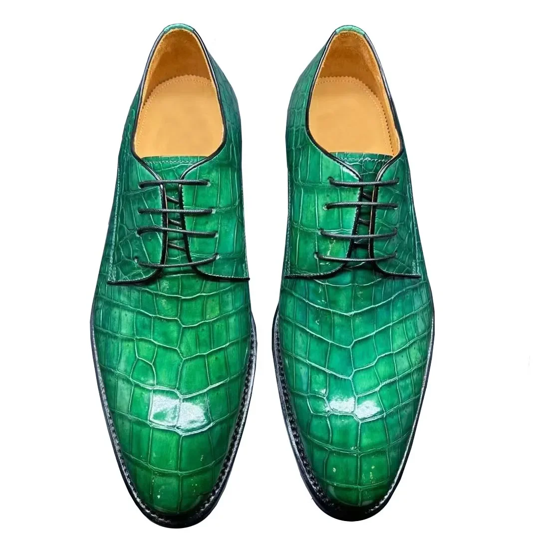 chue men dress men formal  men crocodile leather shoes male crocodile  green