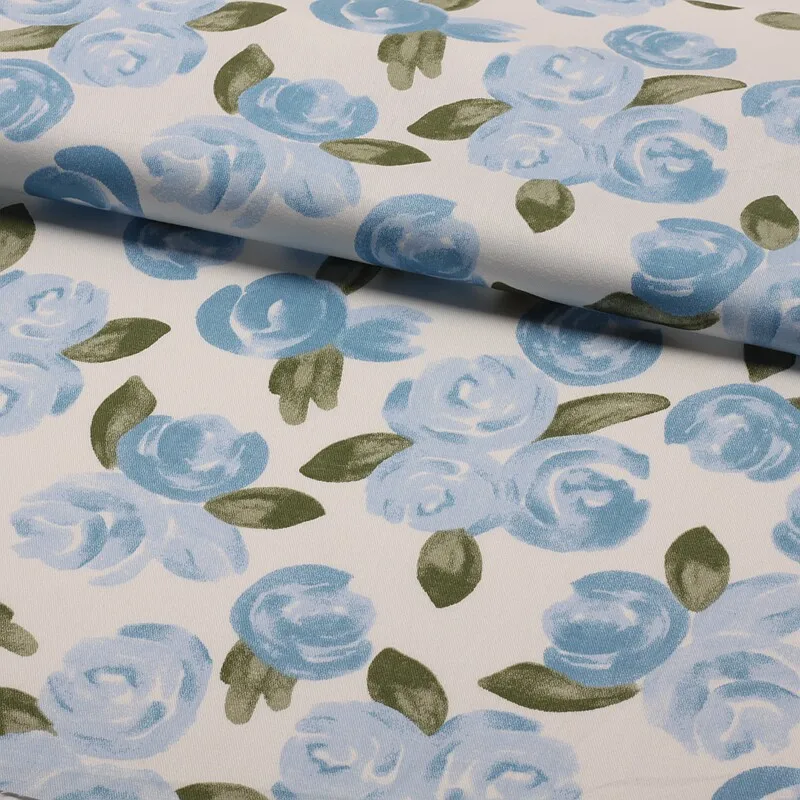 Oil Painting Style Rose Print Twill Pure Cotton Fabric Handmade Bag Summer DIY Clothing Bedding Home Decoration Fabric
