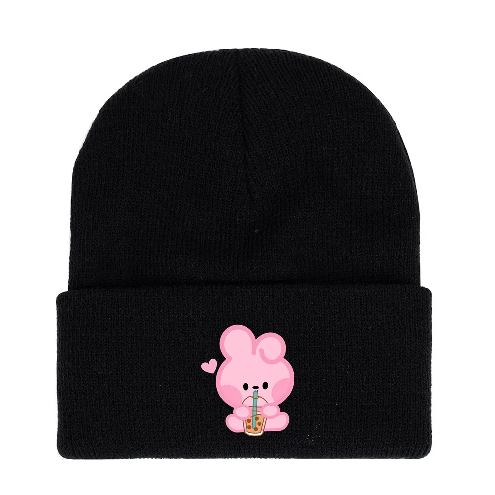 BT21 Milk Tea Series Knitted Hat Fashion Candy Color Beanie Knit Hat Winter Outdoor Riding Warm Cartoon Cotton Hats Gifts