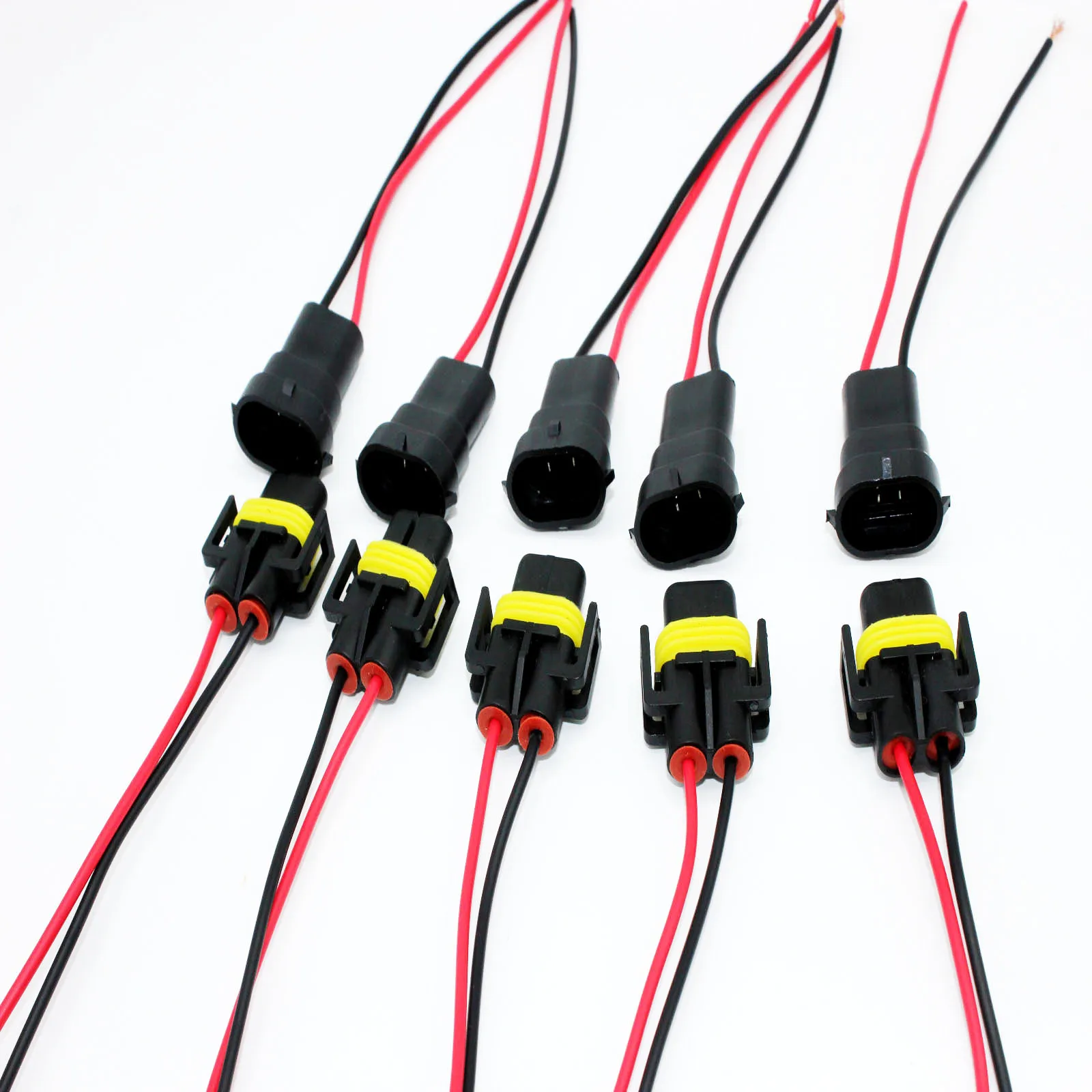 

12PCS 6SET H11 H8 HID LED Headlight Bulbs Auto Universal Socket Wiring Harness Female and Male Connector Headlight