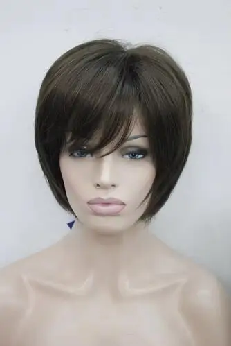 new vogue chestnut brown short straight lady's synthetic wig