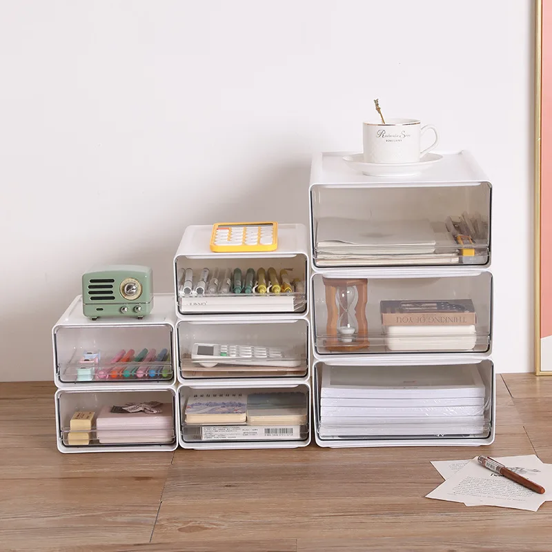 

Transparent Desktop Organizer Drawer Style Storage Box Office Document Bedroom Study Combination Storage Cabinet Modern Minim...