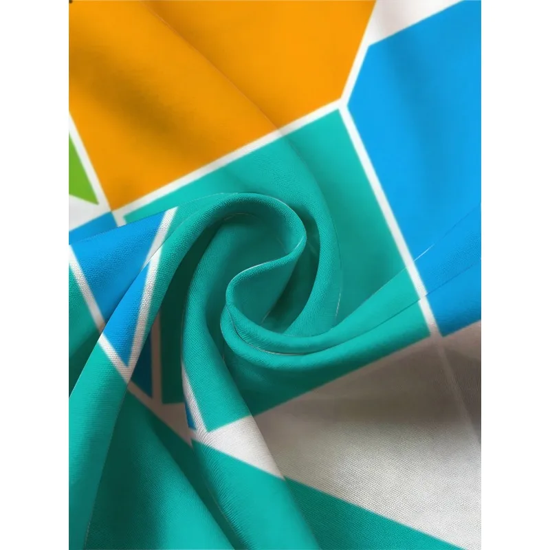Men's Colorful Geometric Print Short Sleeve Shirt and Shorts Set，Lightweight polyester beachwear，Suitable for casual outings，Vi view 5