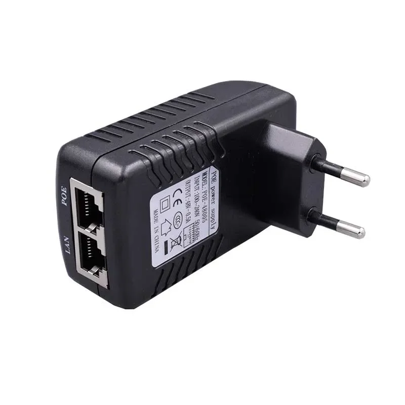 POE Injector Splitter para CCTV, IP Camera Networking Switch, Adaptador Ethernet, Opcional UE, Reino Unido, EUA, AU, DC48V, 0.5A