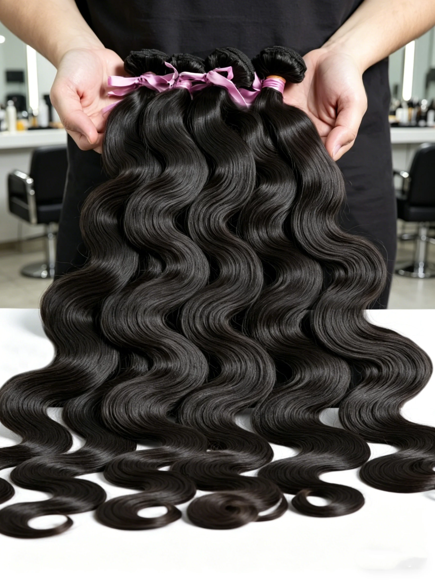

30 40 Inch Long Raw Human Hair Bundles 16A Grade Unprocessed Brazilian Loose Body Wave Natural Black 3 4 Bundles