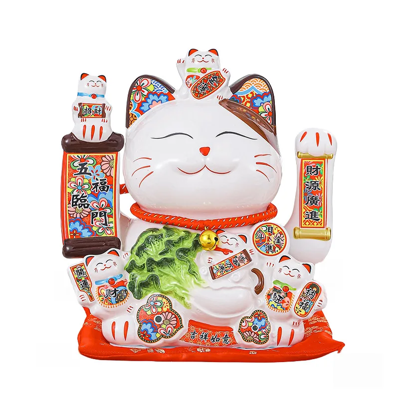 DSA white ceramic electric beckoning cashier front desk decoration gift rocking rich cat