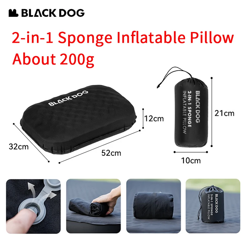 

Naturehike BLACKDOG Cloud Feel 2-в-1 губка надувная подушка для шеи, талии и спины, подушка для поддержки палатки, надувной коврик для кемпинга