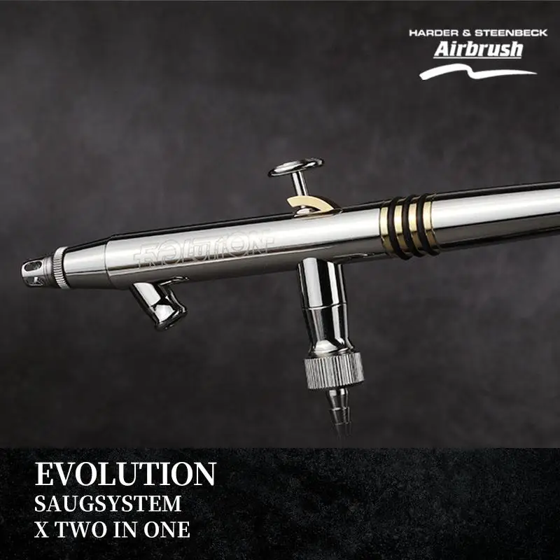 Harder & Steenbeck Aerografo Airbrush 123013 Evolution Saugsystem X Two in One 0.4mm+0.6mm 5ml