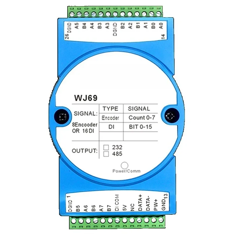 8-Channel encoder pulse counter 16-channel DI high-speed counter Modbus RTU module WJ69
