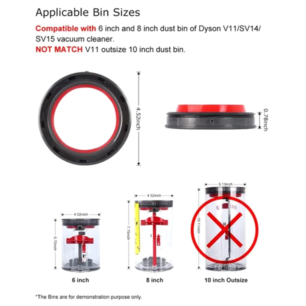 Anillo de sellado fijo superior para aspiradora Dyson V11 SV14 SV15, Cubo de polvo, caja de basura, piezas de fijación de repuesto