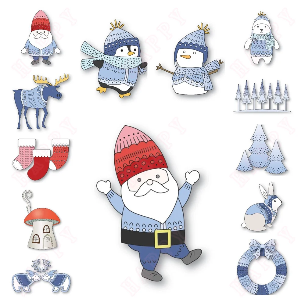 

Nordic Gnome Wreath Snowman Rabbit Die Series 2024 Christmas New Metal Cutting Dies Decorating Scrapbook Diy Paper Card Craft