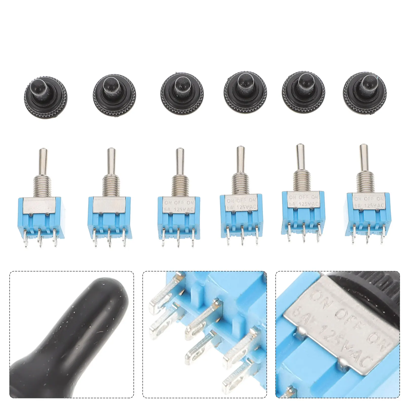 

6pcs Toggle Rocker Switch Momentary Waterproof Heavy Duty Protective Caps Dust Humidity Boat Car Marine Simple Installation