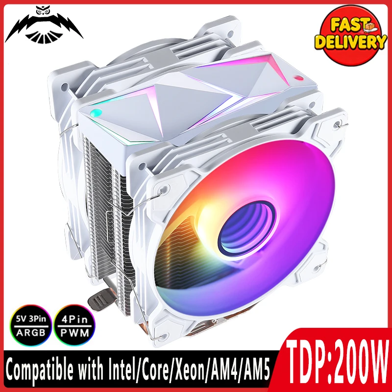 Cpu Cooler Air-cooled 4/6 Heat Pipe Argb 120mmFan 4pin/PWM 5V3pin Install LGA1700 1851 1200 2011 Compatible E5 x99 i5 i7 AM4 AM5