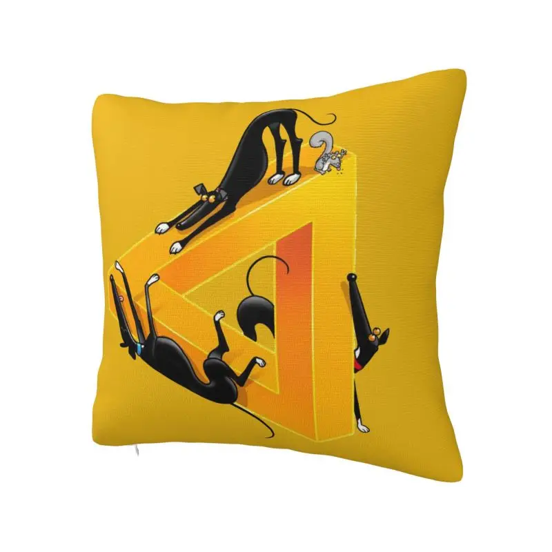 Custom Kawaii Greyhound Dog Cushion Cover Sofa Living Room Cute Greyhound Whippet Dog   Square Pillow Case