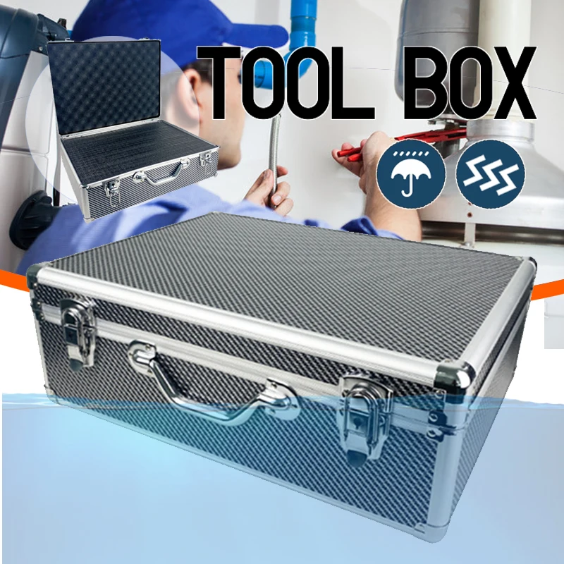 Tool Box Carbon Fiber Hard Case Shockproof Briefcase Multifunction Precise Instrument Case Hardware Tool Box Aluminum Case Foam