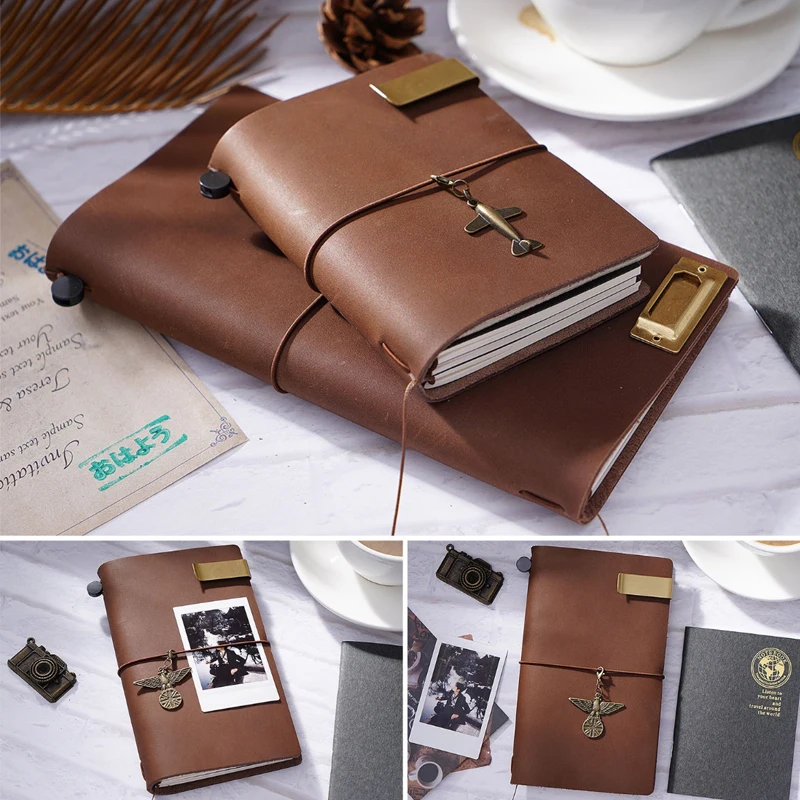 Fromthenon erste Schicht Rindsleder Reise Notizbuch Standard Pass Ledger Journal Tagebuch Notizbuch Briefpapier Lieferungen – Detail 4