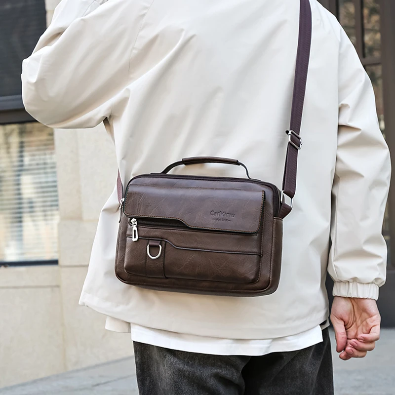 حقيبة كروس وكتف للرجال والنساء للأعمال، بسيطة وغير رسمية، بتصميم بسيط. مصنوعة من مادة البولي يوريثان. #5