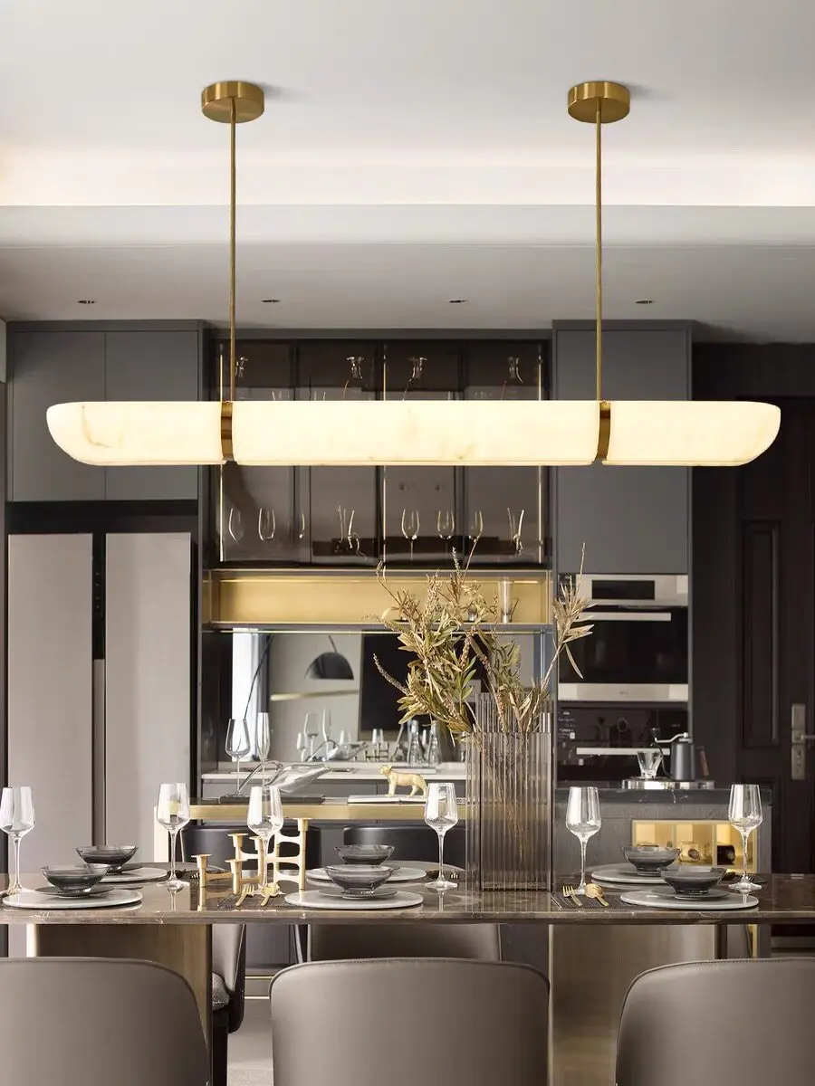 Italian Minimalist Imitation Marble Restaurant Pendant Light Bar Designer Modern High-End Hotel Front Desk Straight Strip Light