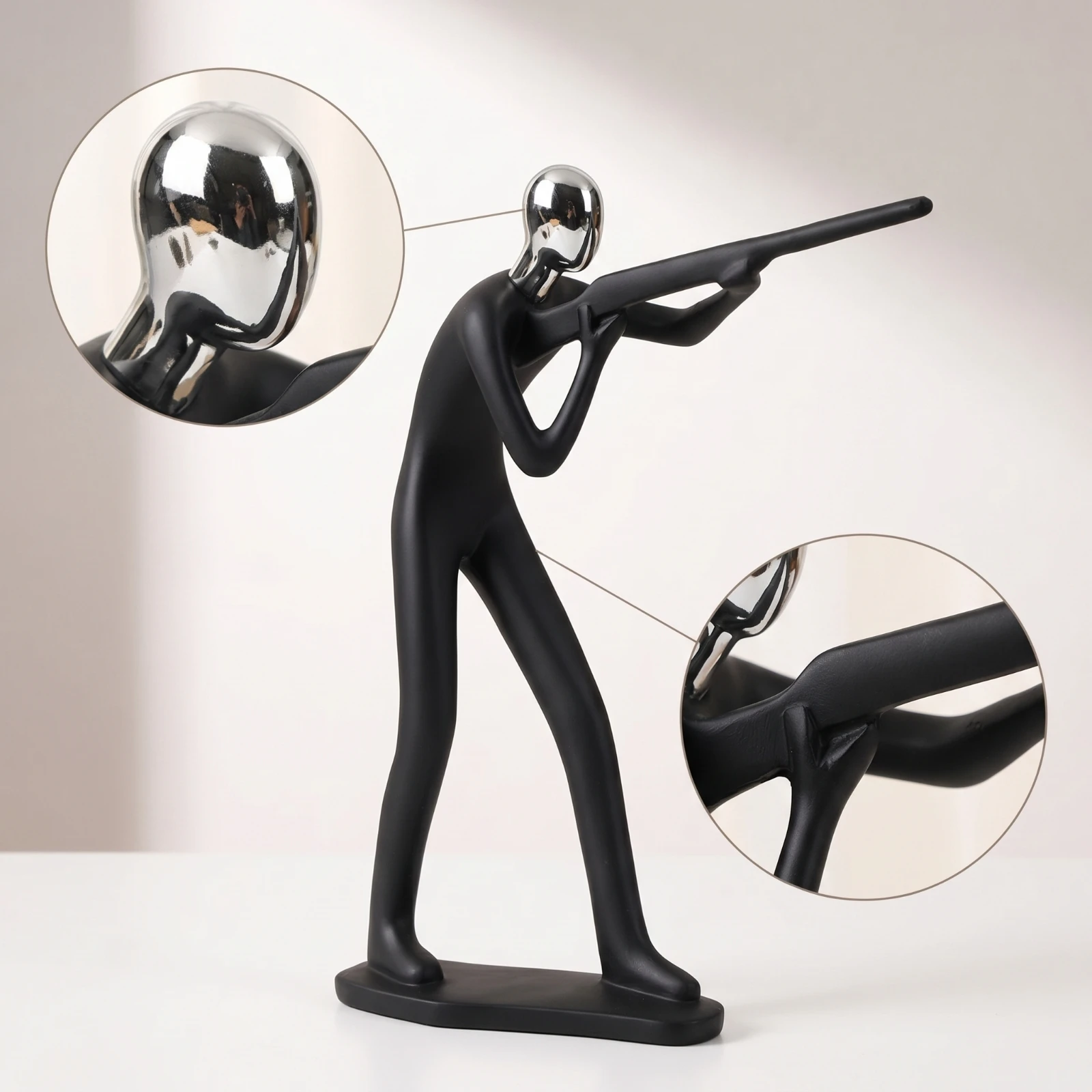 Resin Figurine with Chrome Hea - Abstract Sculpture Resin 评论和价格