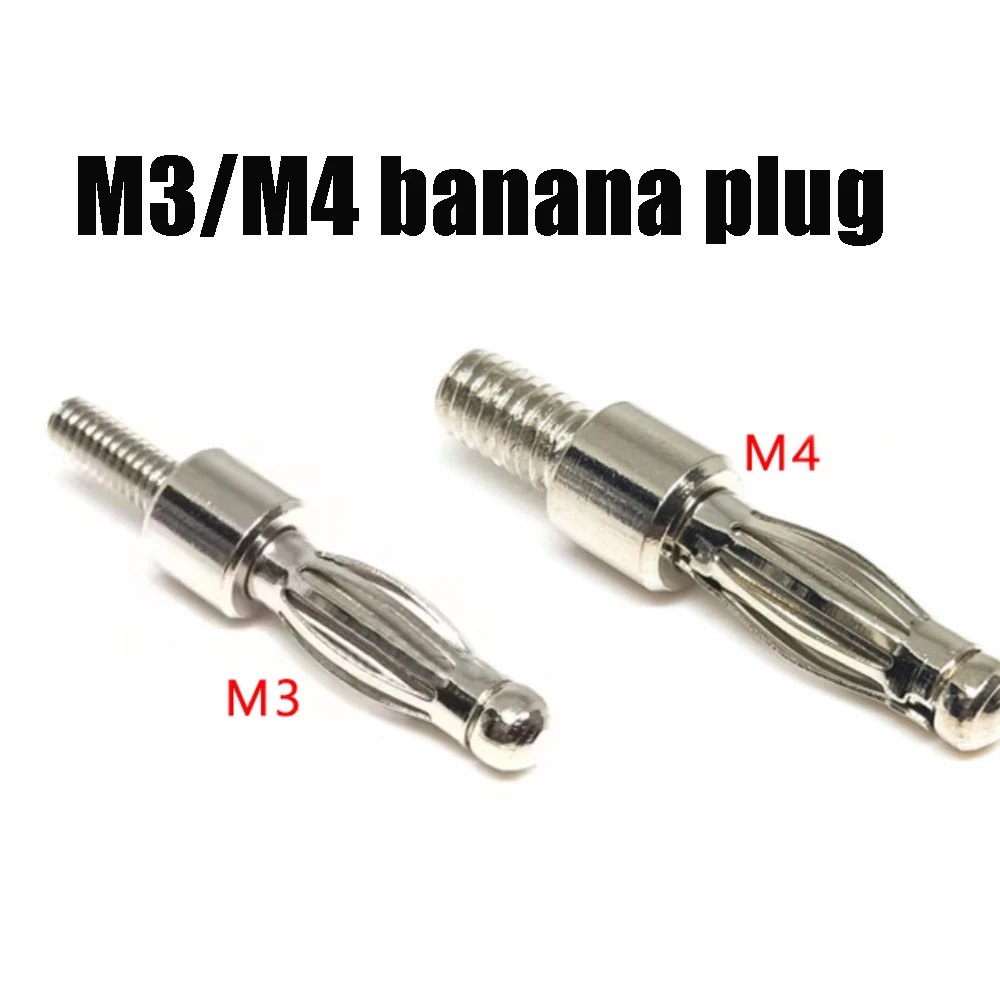 5Piece 4MM Banana Plug With Screw Teeth M4/M3 Threaded Pressure Rod Head Welded Lantern Plug Fixture Accessory Male Plug Jig