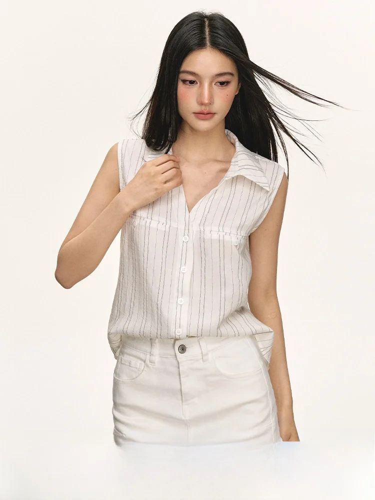 

Anna Aneae Linen Stripe Long Sve irt Women's Casual Versatile Slimming Vest Top Spring Autumn New Sle Comfortable Brea...