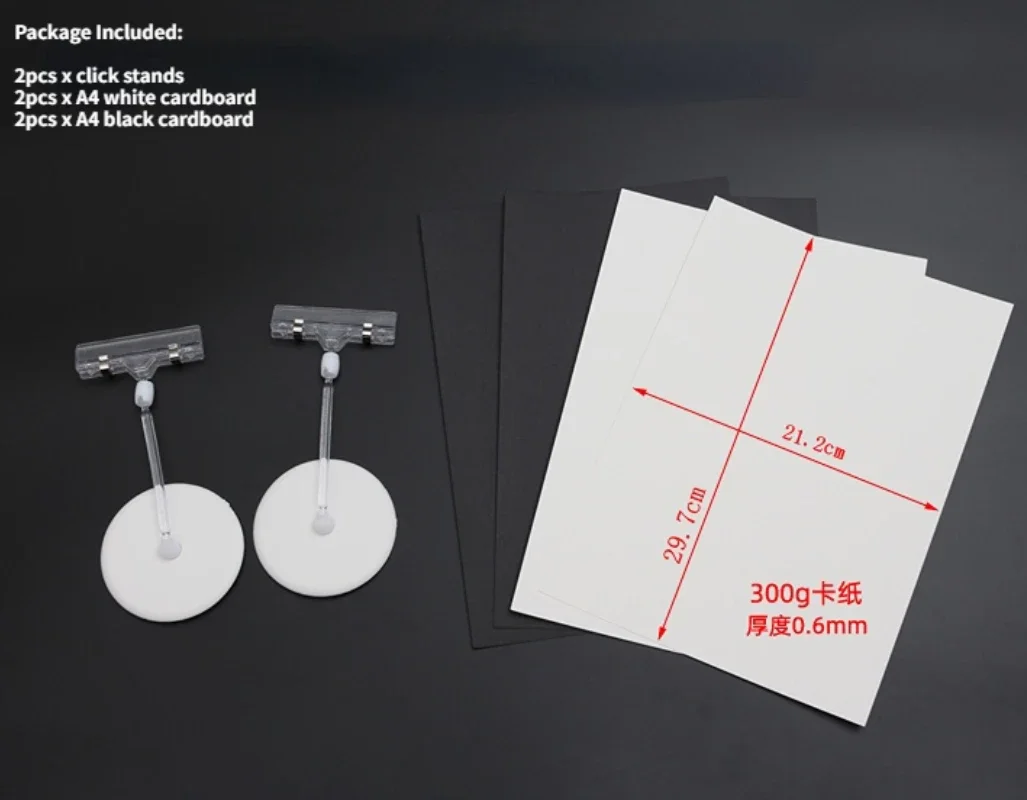 Product Photography Equipment A4 White Black Cardboard with Bracket Set Reflective Plate Hook Edge Cardboard