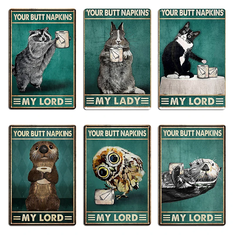 Your Butt Napkins My Lord Guinea Pig With Toilet Paper Gift Guinea Pig Lovers Metal Plaque Designing Cinema Tin Sign Poster