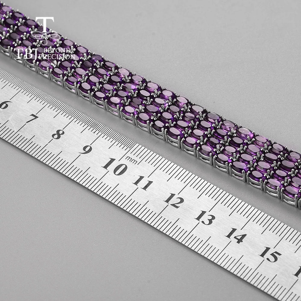 Bracciale ovale con ametista africana naturale 3 * 5mm Bracciale in argento sterling 925 con design di lusso da donna, gioielleria raffinata, regalo di anniversario di fidanzamento