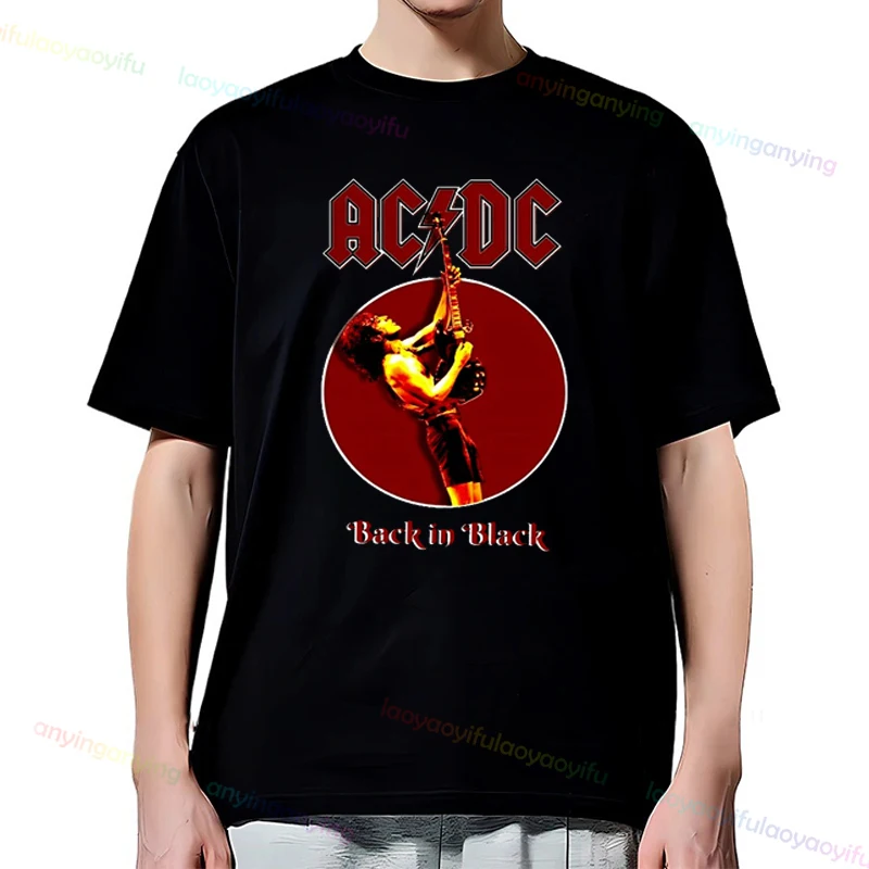 Back in Black Graphic Printed T Shirt-AC/DC-Rock Band Customized Tshirt Hip Hop Streetwear Harajuku Casual Men Clothes Women Top