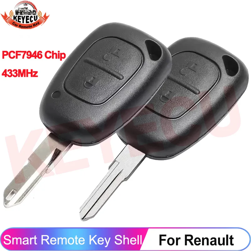 

Ключ-пульт KEYECU с 2 кнопками, 433 МГц, чип PCF7946 для Renault Kangoo, Master, Trafic, Movano, Vivaro, Primastar, Interstar 2002-2010