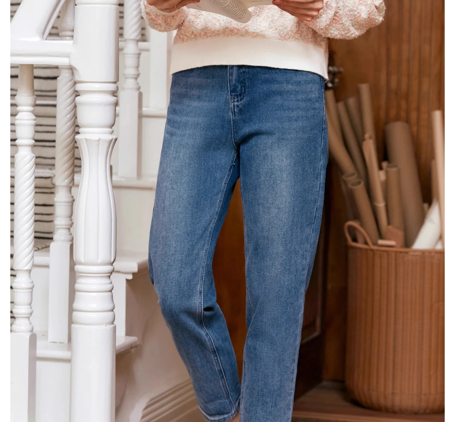 OLrain Cotton Straight Jeans Women 2025 Spring Summer Solid High-waist Female Streetwear Pencil Full-length Pants N56QA92961