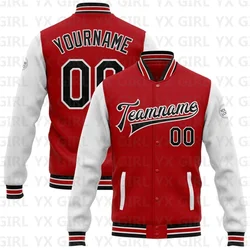 Custom Red Black-White Bomber Full-Snap Varsity Letterman Two Tone Jacket 3D Baseball Button Jacket