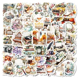 10/30/50PCS Vintage Fresh Life PVC Sticky Sticker Aesthetic Stationery DIY Decoration Scrapbooking School Supplies for Kids