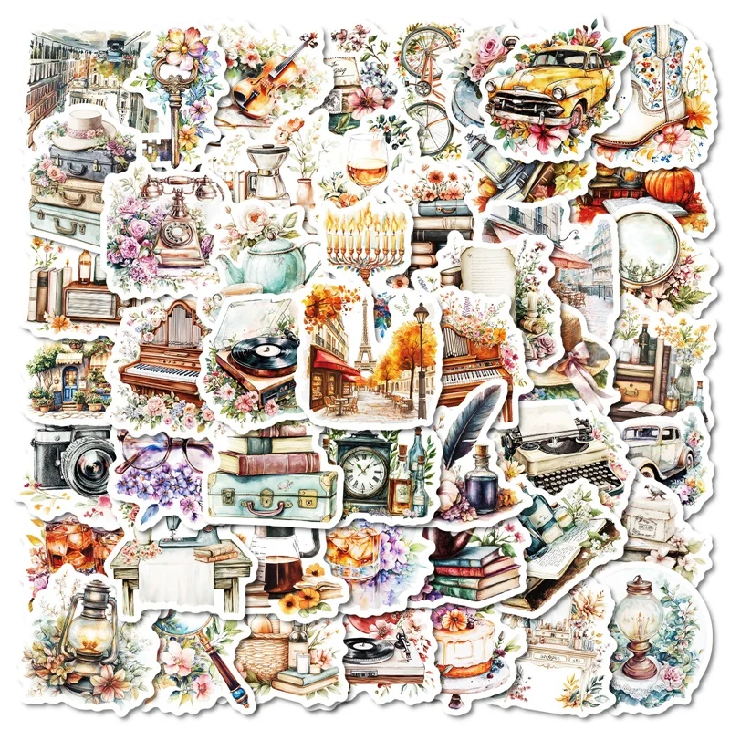 10/30/50PCS Vintage Fresh Life PVC Sticky Sticker Aesthetic Stationery DIY Decoration Scrapbooking School Supplies for Kids