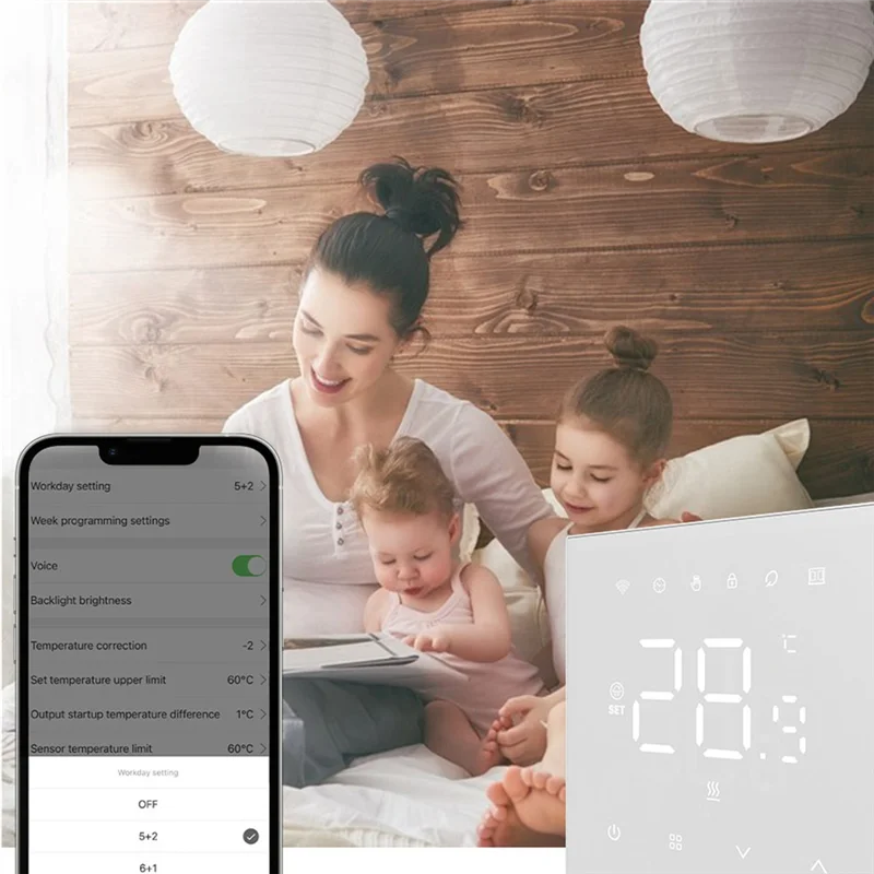 

ABRU-Tuya умный Wi-Fi термостат для теплого пола, 220 В, 16 А, газовый котел, электрический регулятор температуры для дома, Alexa