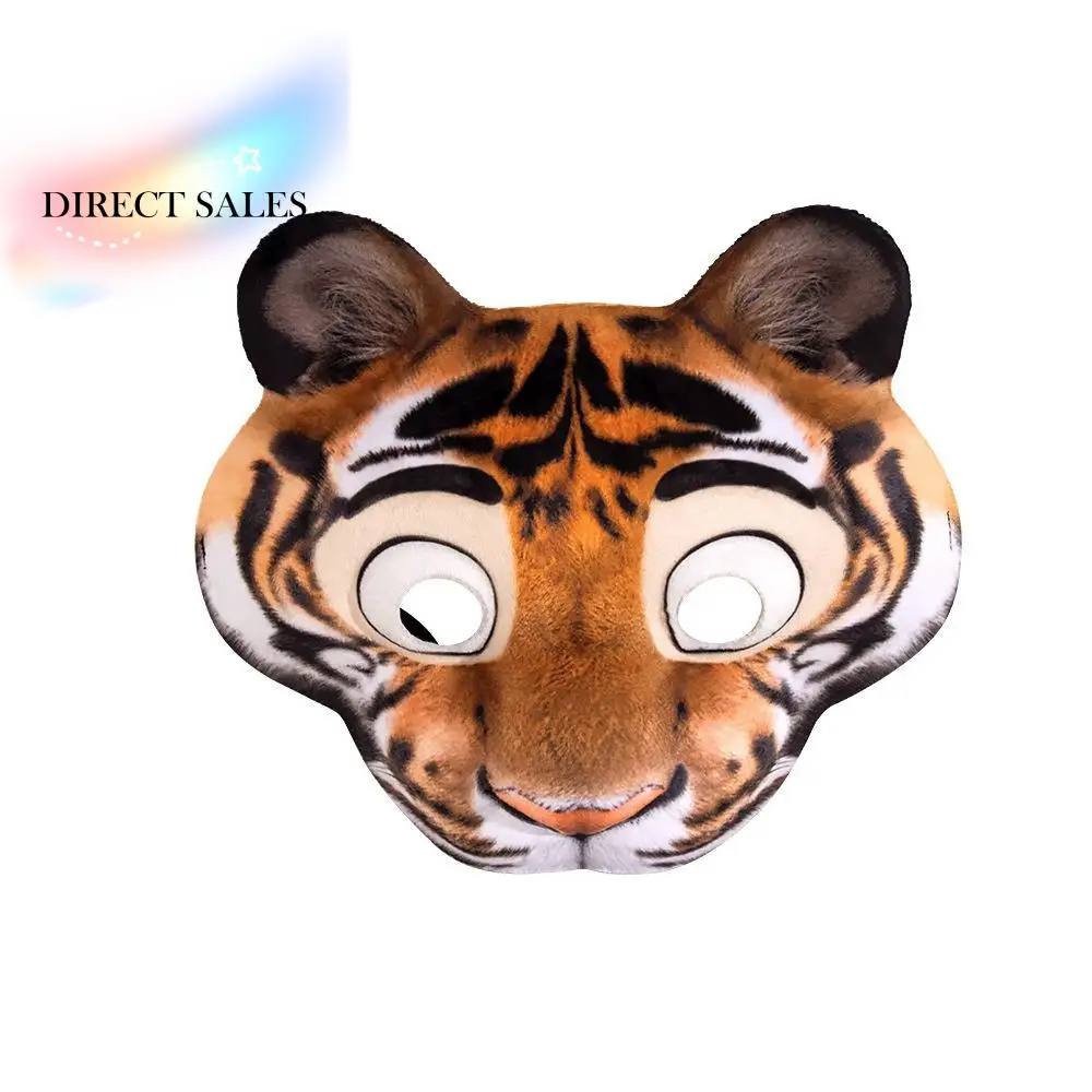 

Funny EVA Halloween Mask Half Face Party Props Animal Mask Cosplay Supplies Leopard Tiger Plush Mask Carnival