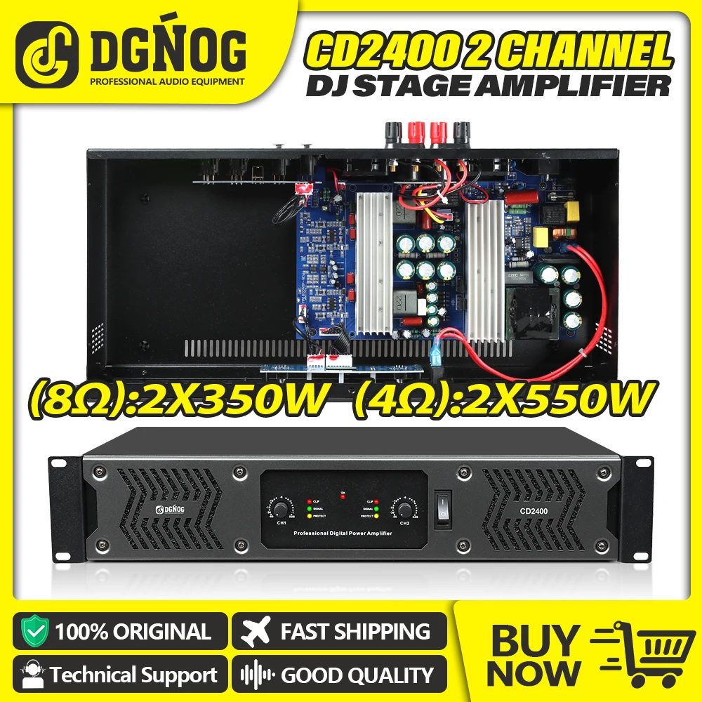 

DGNOG CD2400 2U Power Amplifier (4Ω) 550W Professional Audio Stereo Class D Sound Amplifier 2 Channel Audio DJ Stage Performanc