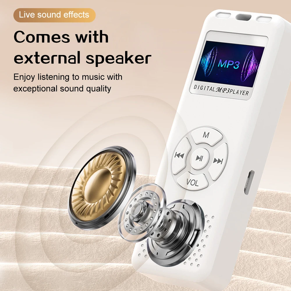 Portable Digital Voice Recorder Mini MP3 Player HiFi Music Player Built-in Speaker MP3 Professional Dictaphone WAV Recording