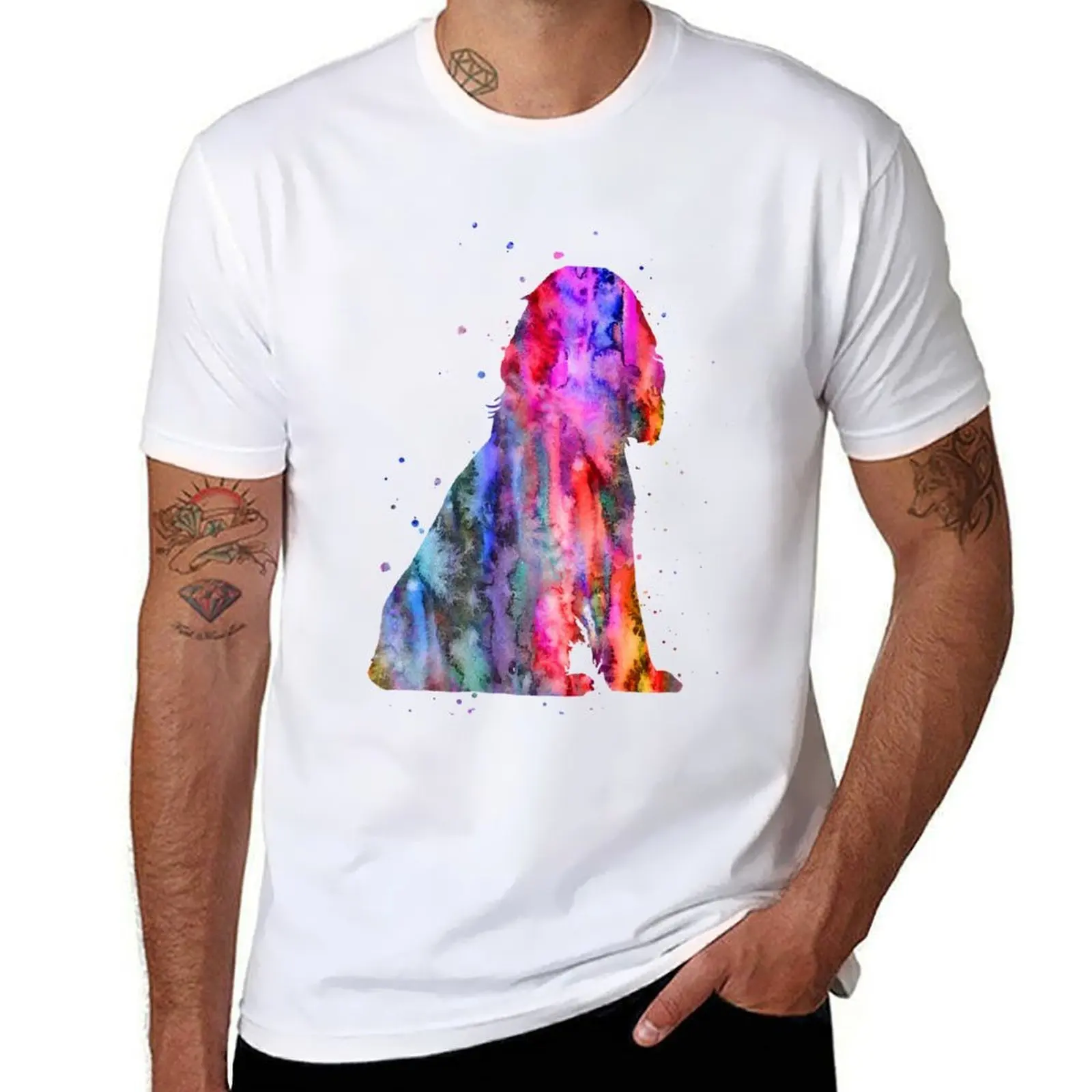 English Cocker Spaniel, watercolor Cocker Spaniel, Cocker Spaniel T-Shirt cotton t shirts man 100% T-Shirt