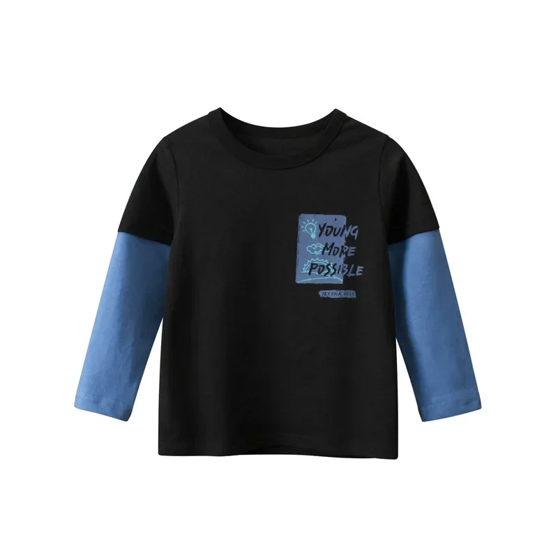 2024 Autumn New Letter T Shirt Boys Children\'s Fashion Long Sleeve Cotton Tops Tee Shirt Kids Clothes Boy 2-9Y Dropshipping