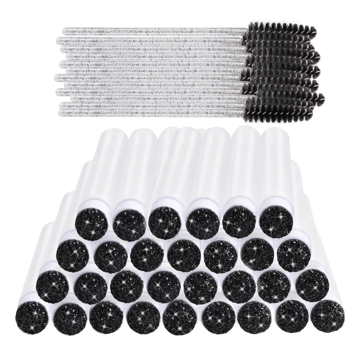 10/25Pcs Eyelash Brush Tubes Crystal Eyelashes Extension Mascara Brushes Wands Eyebrow Comb Spoolies Container Applicators Tools