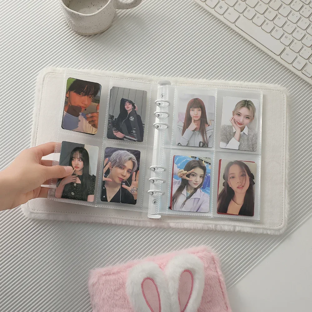 Kawaii Plush A5 Binder Photocard Holder Kpop Idol Photo Album Photocards Collect Book Cute Rabbit Stationery Picture Albums