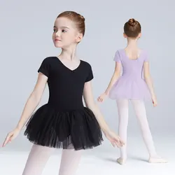 Vestido de tutú de Ballet para niñas, vestido de baile para niños pequeños, vestido de leotardo de gimnasia con forro de algodón, vestido de Ballet de entrepierna cerrada