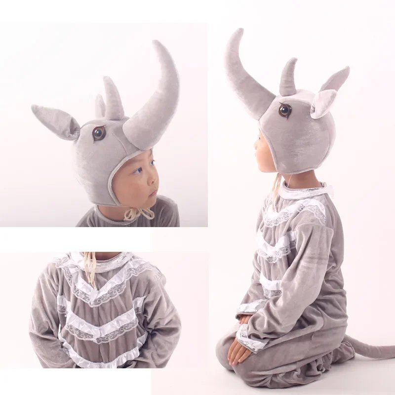 Halloween Children's Cosplay Costumes Animal Performance Costumes Cute Cartoon Rhinoceros Parent-Child Performance Set