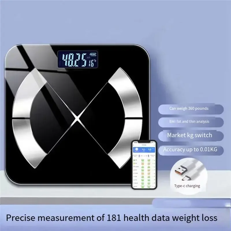 Smart Bluetooth Electronic Scale - Rechargeable Simple Weight Body Fat Measurement Home Fitness Scale