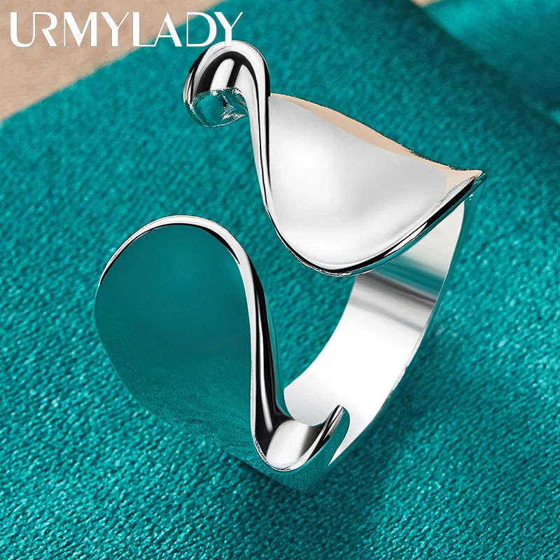 URMYLADY 925 Sterling Silver Smooth Ring For Women Wedding Charm Engagement Fashion Simple Jewelry