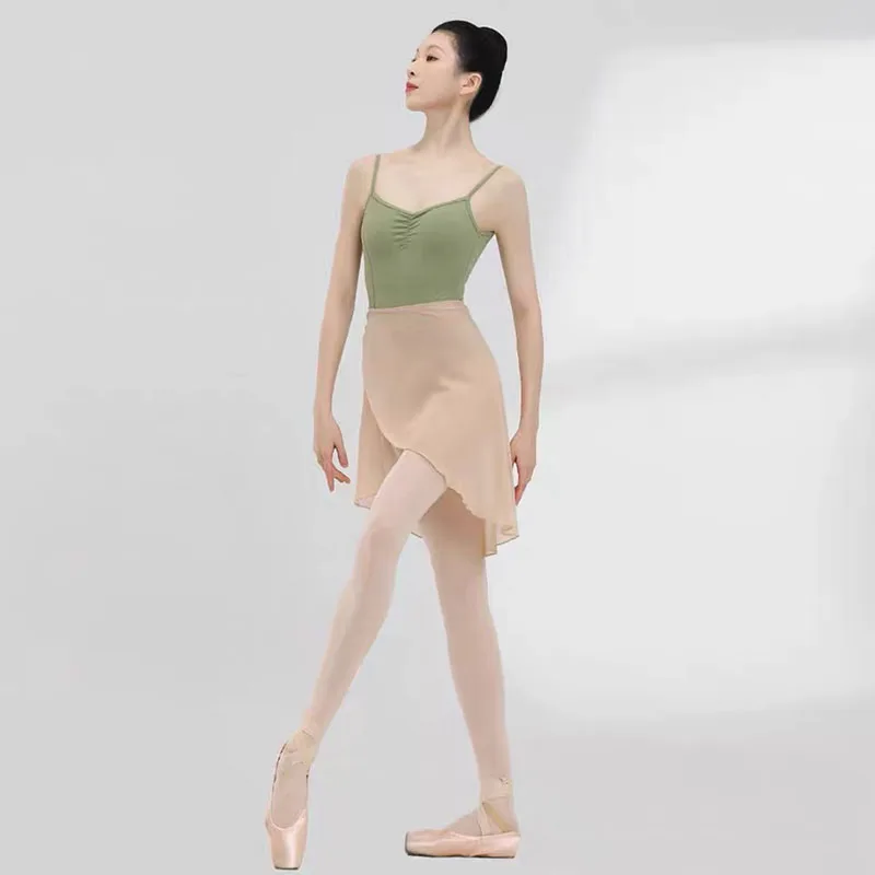 Ballet Saia de tule para mulheres, malha média, traje de palco, chiffon, palco para exercícios, flash