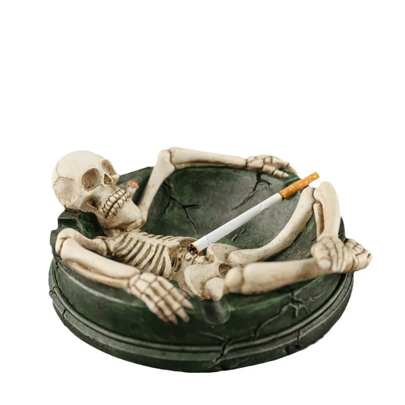 

New Creative Skull Resin Ashtray Personality Desktop Ornament Home Table Decor Halloween Craft Art Gift