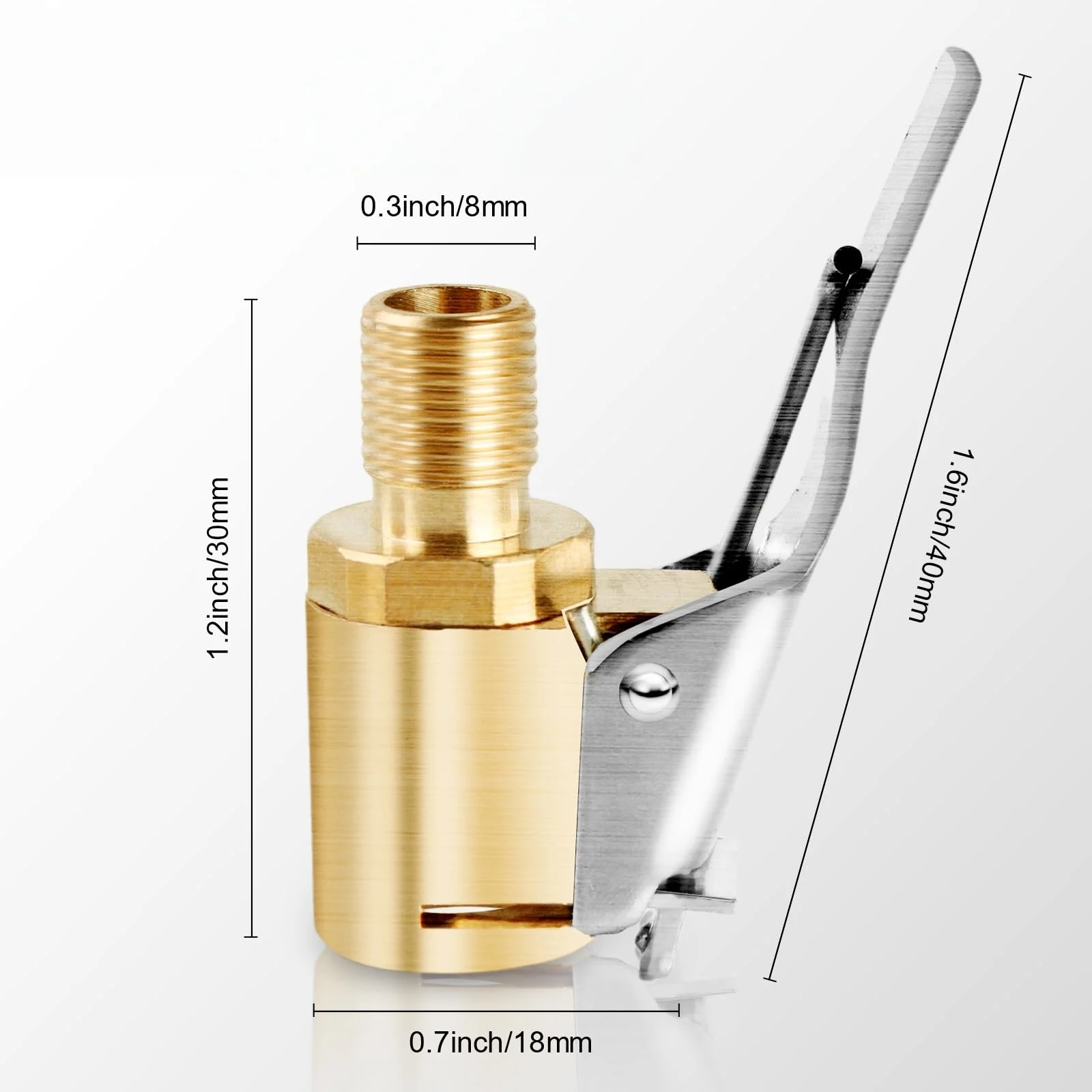 Tire Air Chuck with Clip Adapter Brass Tire Inflation Hose Adapter with Locking Tire Nozzle Valve Thread for Secure Inflation