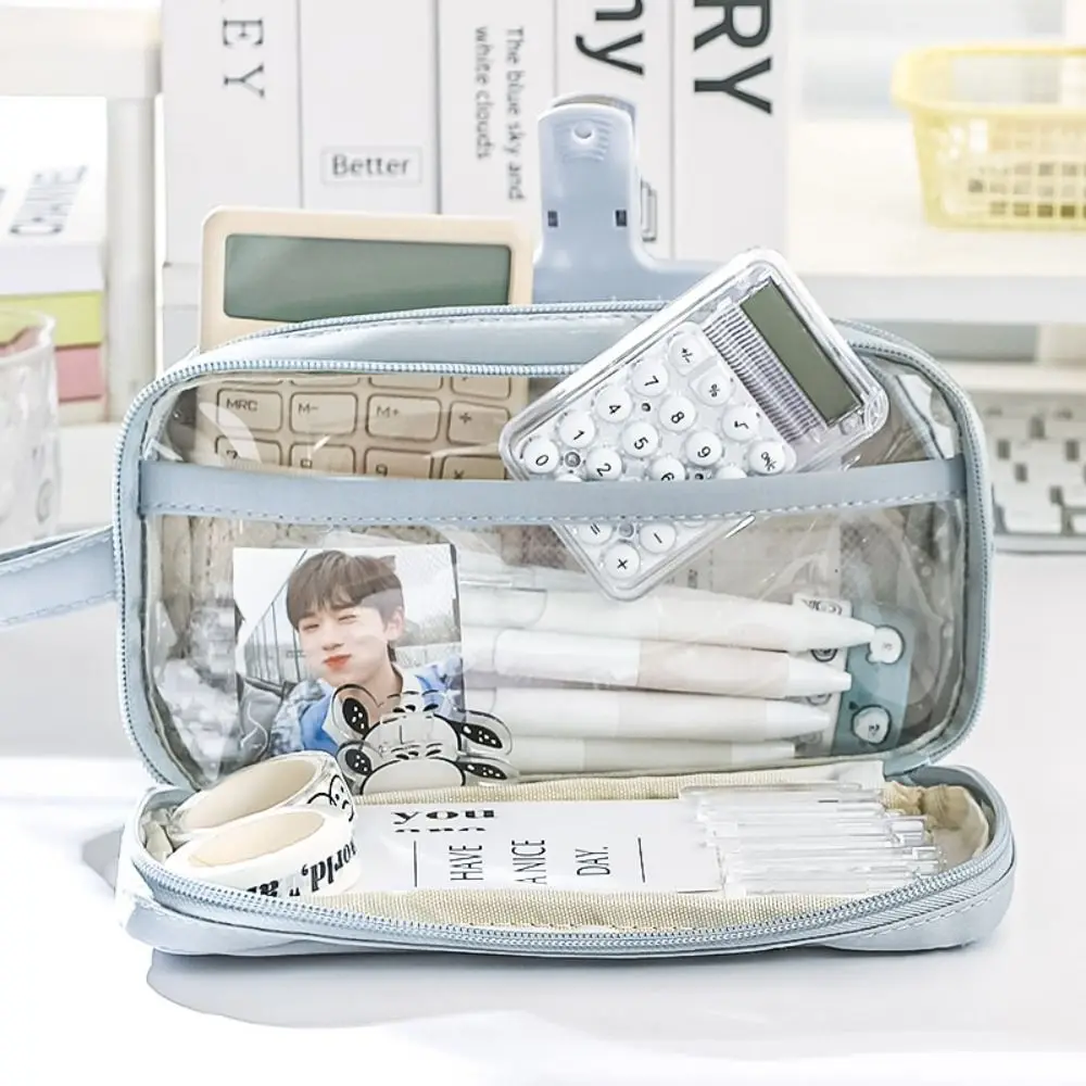 Bolsa para bolígrafos multicapa de alta calidad, bolsa de papelería multifuncional de gran capacidad, estuche para lápices portátil, escuela y oficina